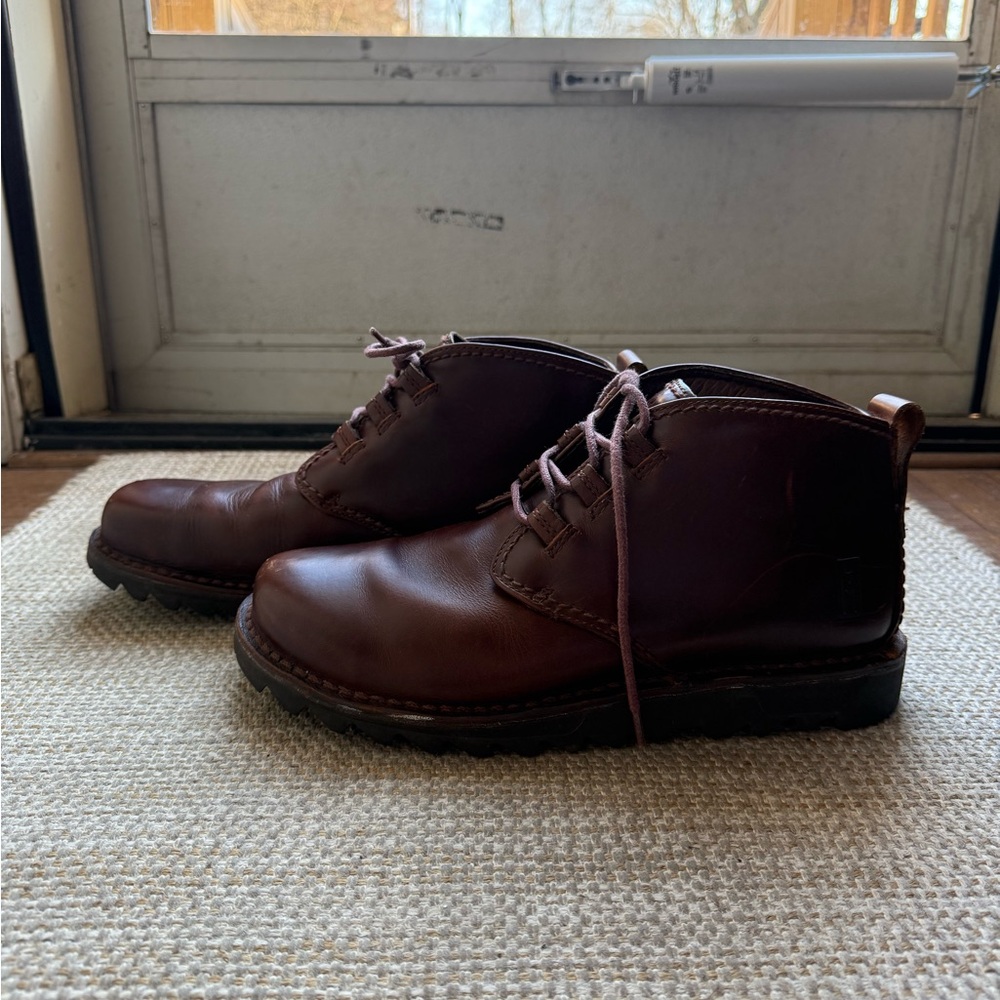 Mozo Brown Leather Men’s Chukka Boots, Nonslip Hard Toe Work Boot - Picture 4 of 12